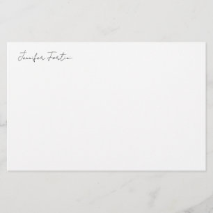 Calligraphy Elegant Black & White Plain Simple Stationery