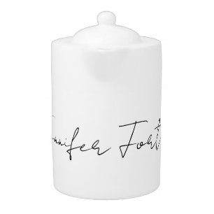 Calligraphy Elegant Black & White Plain Simple Teapot
