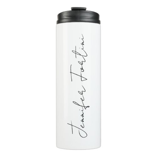 Calligraphy Elegant Black  White Plain Simple Thermal Tumbler