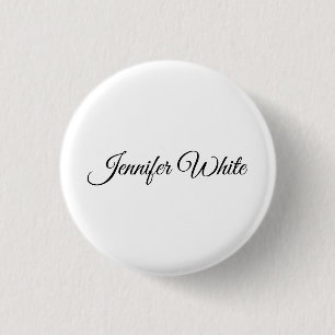 Calligraphy Elegant Black & White Retro Button