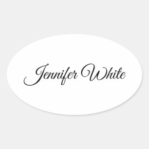 Calligraphy Elegant Black & White Retro Oval Sticker