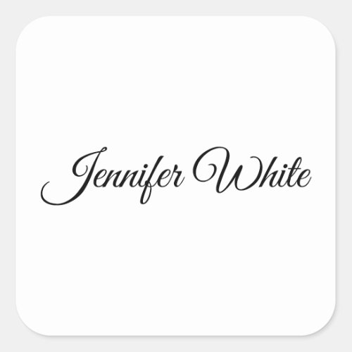 Calligraphy Elegant Black  White Retro Square Sticker