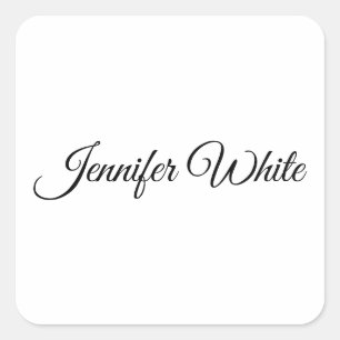 Calligraphy Elegant Black & White Retro Square Sticker