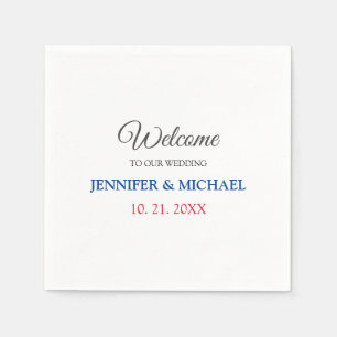Calligraphy Elegant Black & White Welcome Wedding Napkins