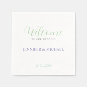 Calligraphy Elegant Black & White Welcome Wedding Napkins