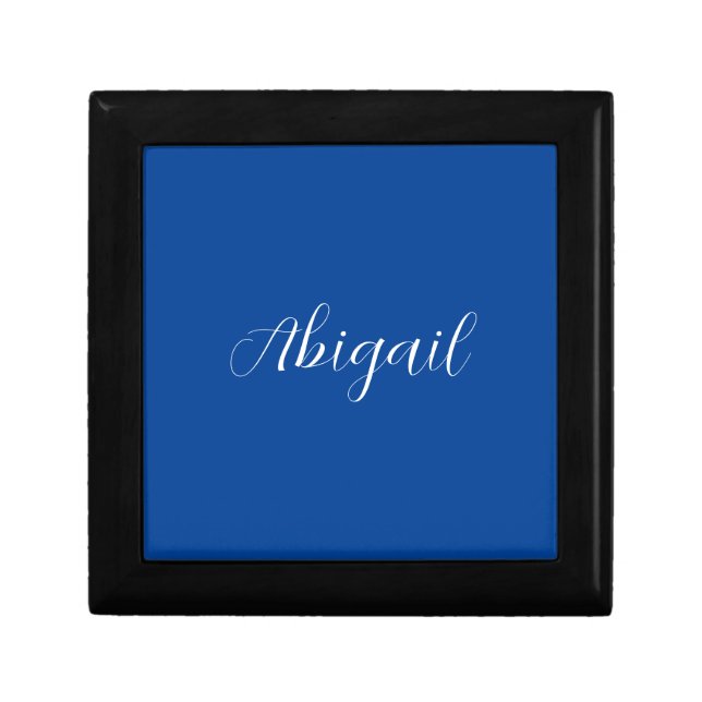 Calligraphy Elegant Blue White Plain Simple Name Gift Box (Front)