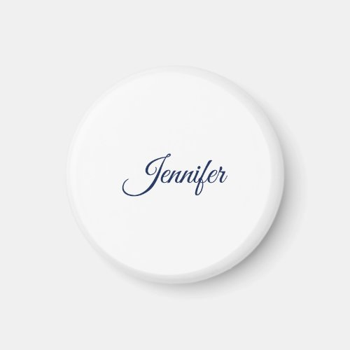 Calligraphy Elegant Blue White Plain Simple Name Magnet