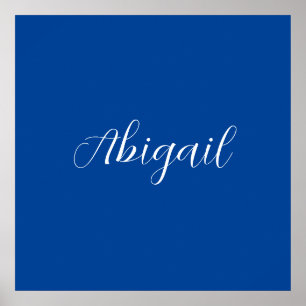 Calligraphy Elegant Blue White Plain Simple Name Poster