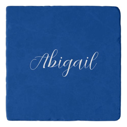 Calligraphy Elegant Blue White Plain Simple Name Trivet
