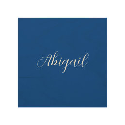 Calligraphy Elegant Blue White Plain Simple Name Wood Wall Art