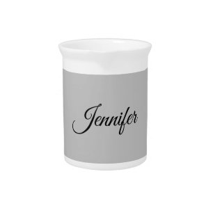 Calligraphy Elegant Bold Retro Gray Beverage Pitcher