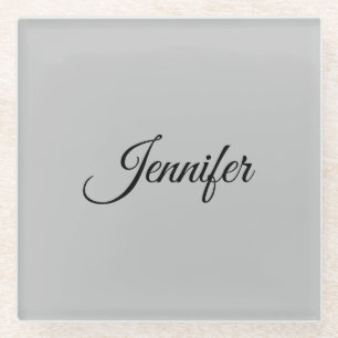 Calligraphy Elegant Bold Retro Gray Glass Coaster
