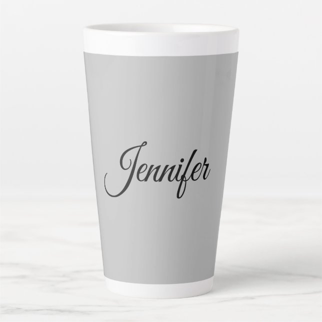 Calligraphy Elegant Bold Retro Gray Latte Mug (Front)