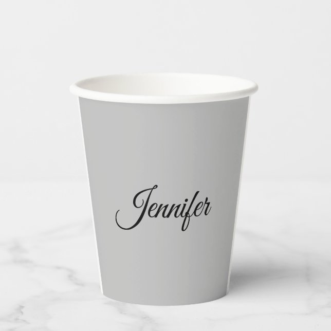 Calligraphy Elegant Bold Retro Gray Paper Cups (Front)