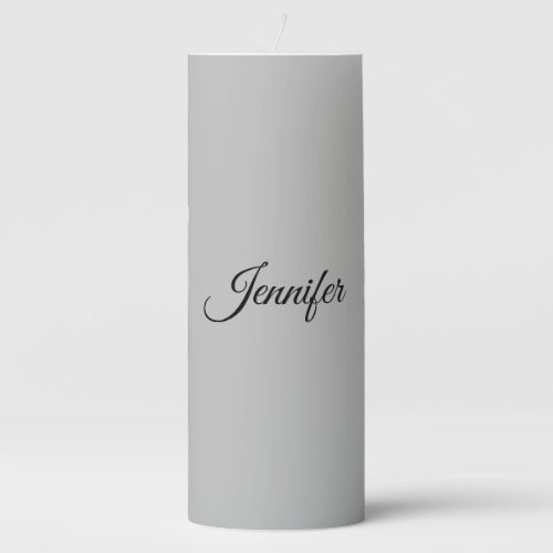 Calligraphy Elegant Bold Retro Gray Pillar Candle