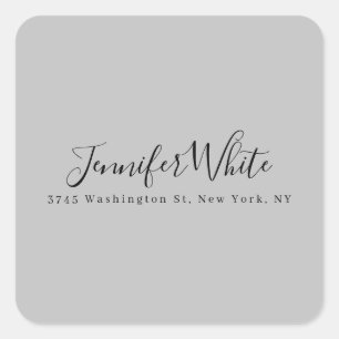 Calligraphy Elegant Bold Retro Gray Square Sticker