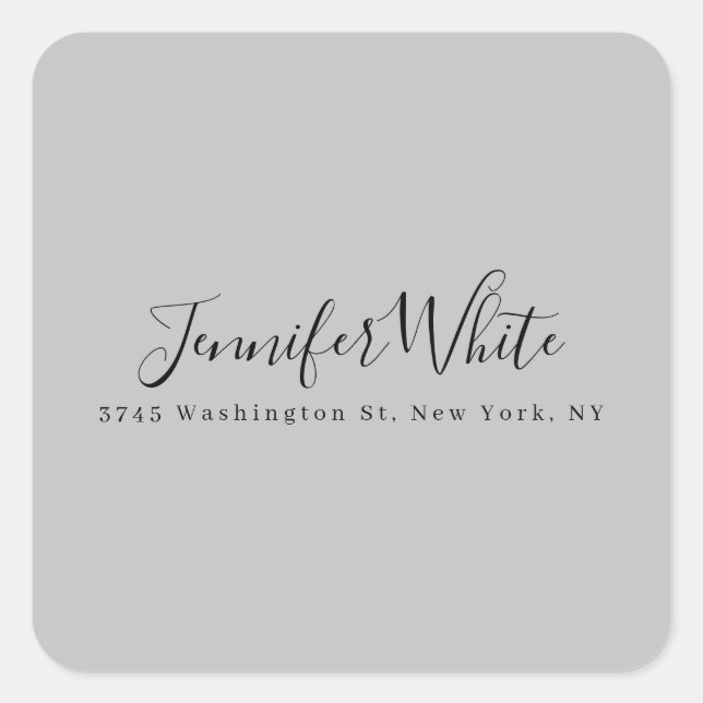 Calligraphy Elegant Bold Retro Gray Square Sticker (Front)