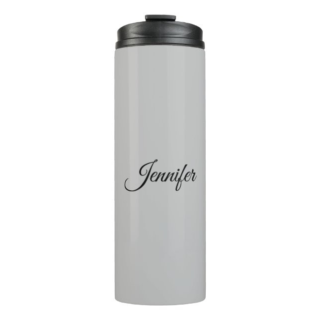 Calligraphy Elegant Bold Retro Gray Thermal Tumbler (Front)