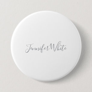 Calligraphy Elegant Bold Retro Gray White Name Button