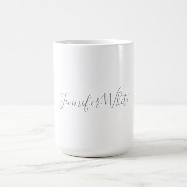 Calligraphy Elegant Bold Retro Gray White Name Coffee Mug (Center)