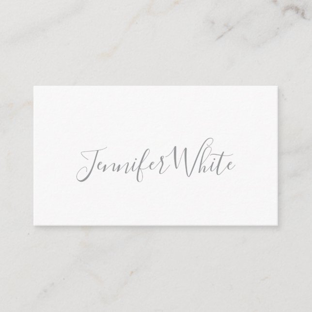 Calligraphy Elegant Bold Retro Gray White Name Enclosure Card (Front)
