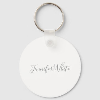 Calligraphy Elegant Bold Retro Gray White Name Keychain