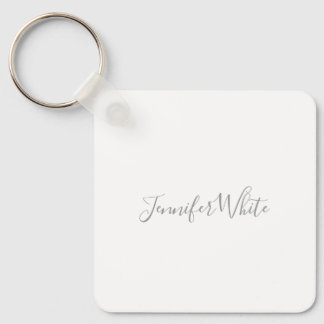 Calligraphy Elegant Bold Retro Gray White Name Keychain