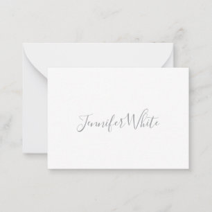 Calligraphy Elegant Bold Retro Gray White Name Note Card