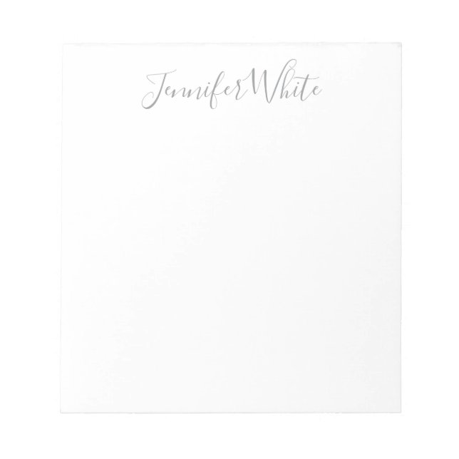 Calligraphy Elegant Bold Retro Gray White Name Notepad (Front)