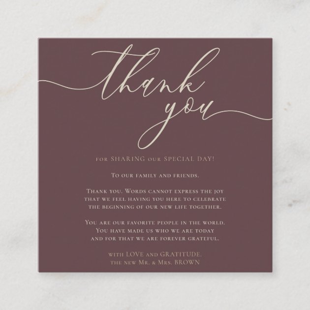 Calligraphy Elegant Custom Photo Thank You Enclosure Card