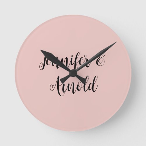 Calligraphy Elegant Cute Plain Round Clock