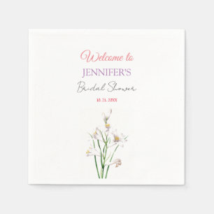 Calligraphy Elegant Floral Welcome Bridal Shower Napkins