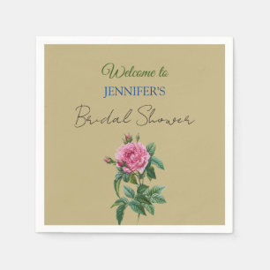 Calligraphy Elegant Floral Welcome Bridal Shower Napkins