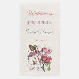 Calligraphy Elegant Floral Welcome Bridal Shower Paper Guest Towels