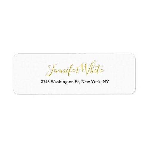 Calligraphy Elegant Gold Black  White Chic Plain Label