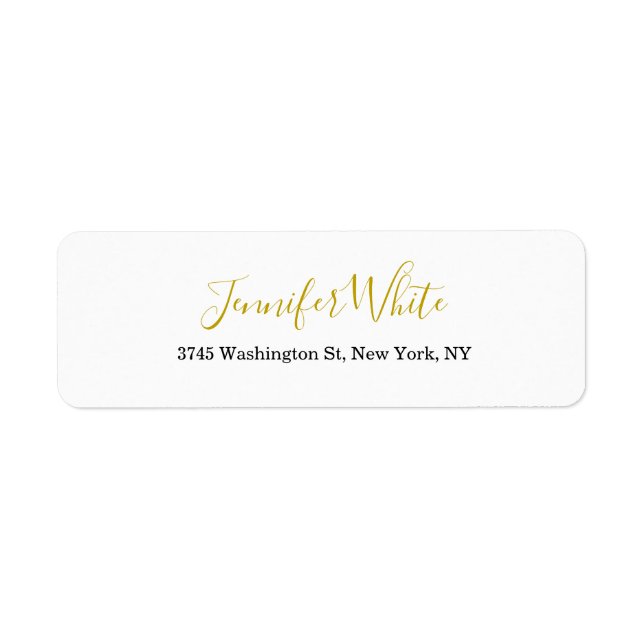 Calligraphy Elegant Gold Black & White Chic Plain Label (Front)