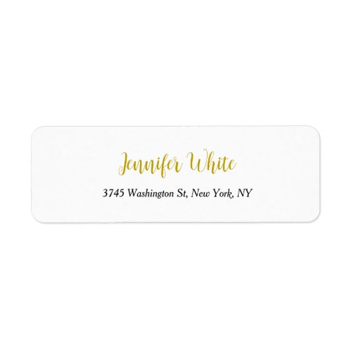 Calligraphy Elegant Gold Black  White Chic Plain Label