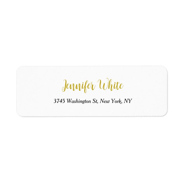 Calligraphy Elegant Gold Black & White Chic Plain Label (Front)