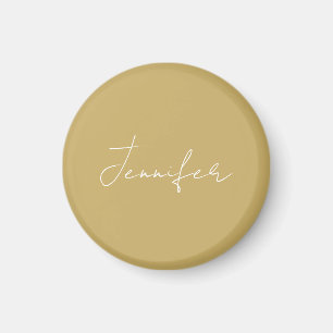 Calligraphy Elegant Gold Color Plain Simple Name Magnet