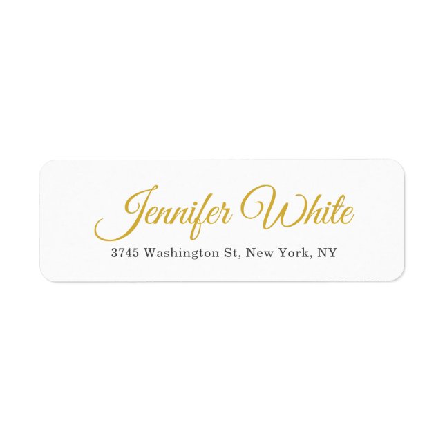 Calligraphy Elegant Gold & White Bold Retro Name Label (Front)