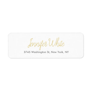 Calligraphy Elegant Gold & White Bold Retro Name Label