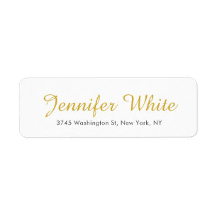 Calligraphy Elegant Gold & White Bold Retro Name Label