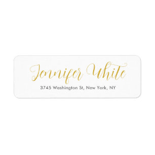 Calligraphy Elegant Gold & White Bold Retro Name Label