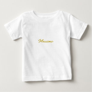 Calligraphy Elegant Gold White Plain Simple Name Baby T-Shirt