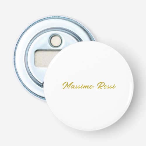 Calligraphy Elegant Gold White Plain Simple Name Bottle Opener