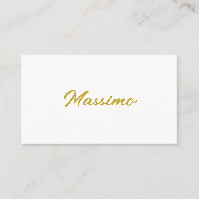 Calligraphy Elegant Gold White Plain Simple Name Enclosure Card (Front)