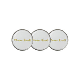 Calligraphy Elegant Gold White Plain Simple Name Golf Ball Marker