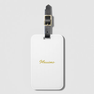 Calligraphy Elegant Gold White Plain Simple Name Luggage Tag