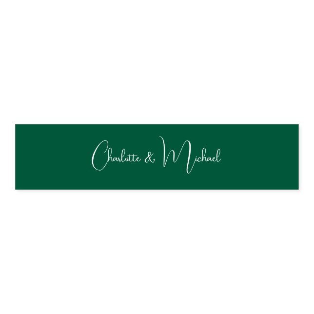 Calligraphy Elegant Green Plain Simple Names Napkin Bands (Unfolded)