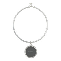 Calligraphy Elegant Grey Plain Simple Name Bangle Bracelet